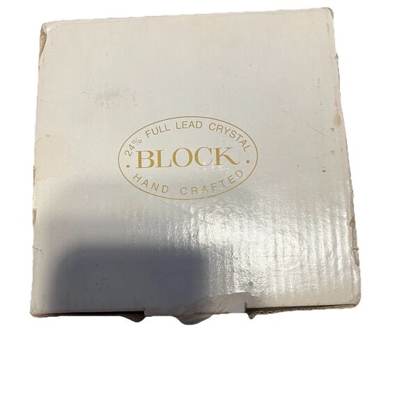 Vintage BLOCK Retired Frosted Tulip 8" Vase 24% Full Lead Crystal New In Box - Picture 8 of 10